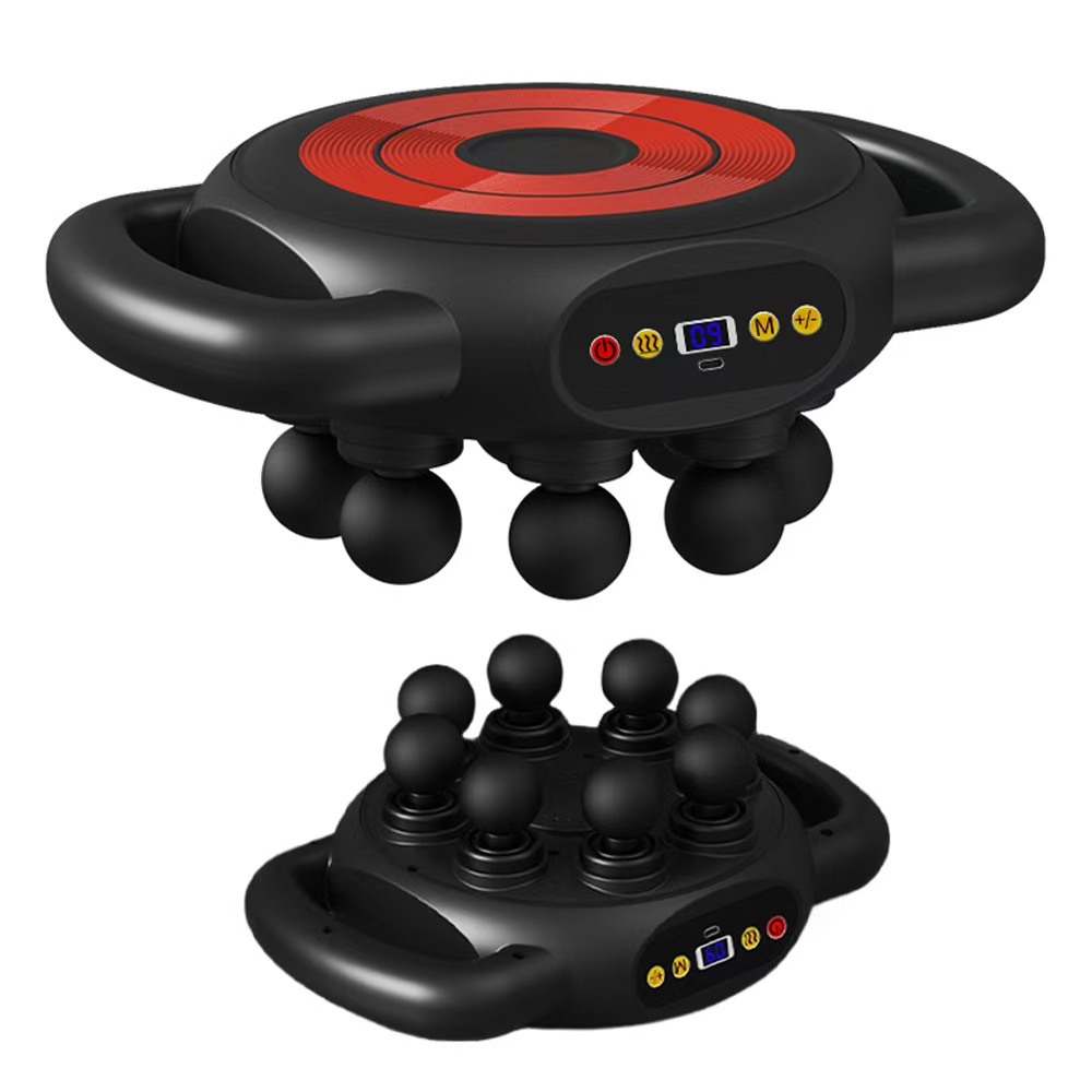 Cross-border multi-speed fascia instrument, eight-head heated fascia gun, multi-functional abdominal, shoulder and neck massage gun, muscle relaxation massage Specification image