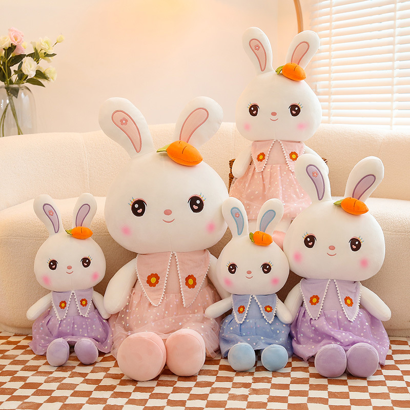 Cute carrot flower dress, little white rabbit doll, couple rabbit plush toy, ladies' bed sleeping pillow Specification drawing