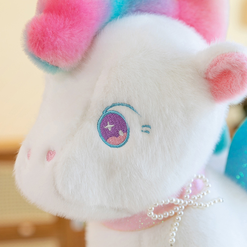 Wholesale of cross-border seven-color unicorn fleece toys, rainbow ponies, girls' bed cushions, children's stuffed dolls Specification drawing