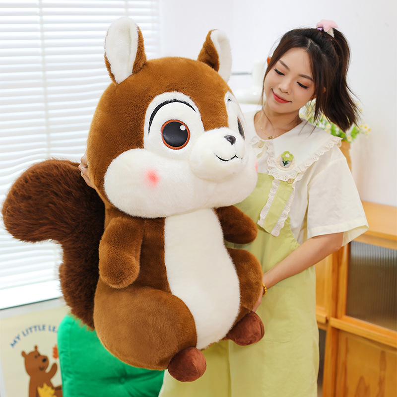 Hot-selling large-sized squirrel Qiqi plush toy, cute Titi doll, bed sleeping doll, children's gift Specification drawing
