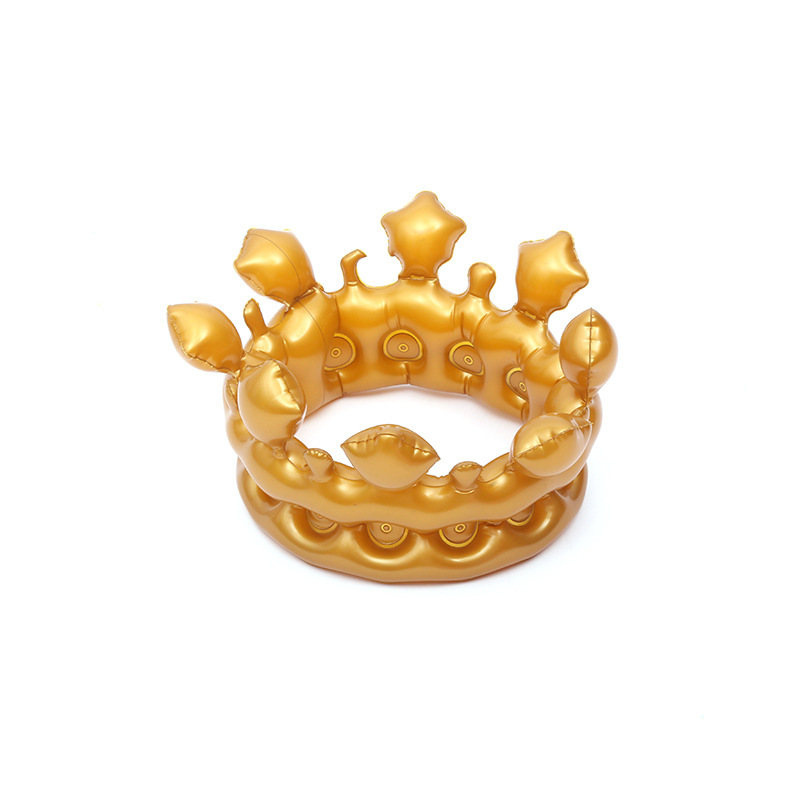 Wholesale of PVC crown inflatable toys for birthday parties, inflatable birthday hats, cartoon crown headwear and props details Picture