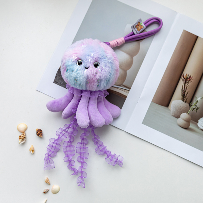 New cute and popular jellyfish pendant, plush toy doll, ocean cartoon bag, pendant, keychain doll Application Scenario