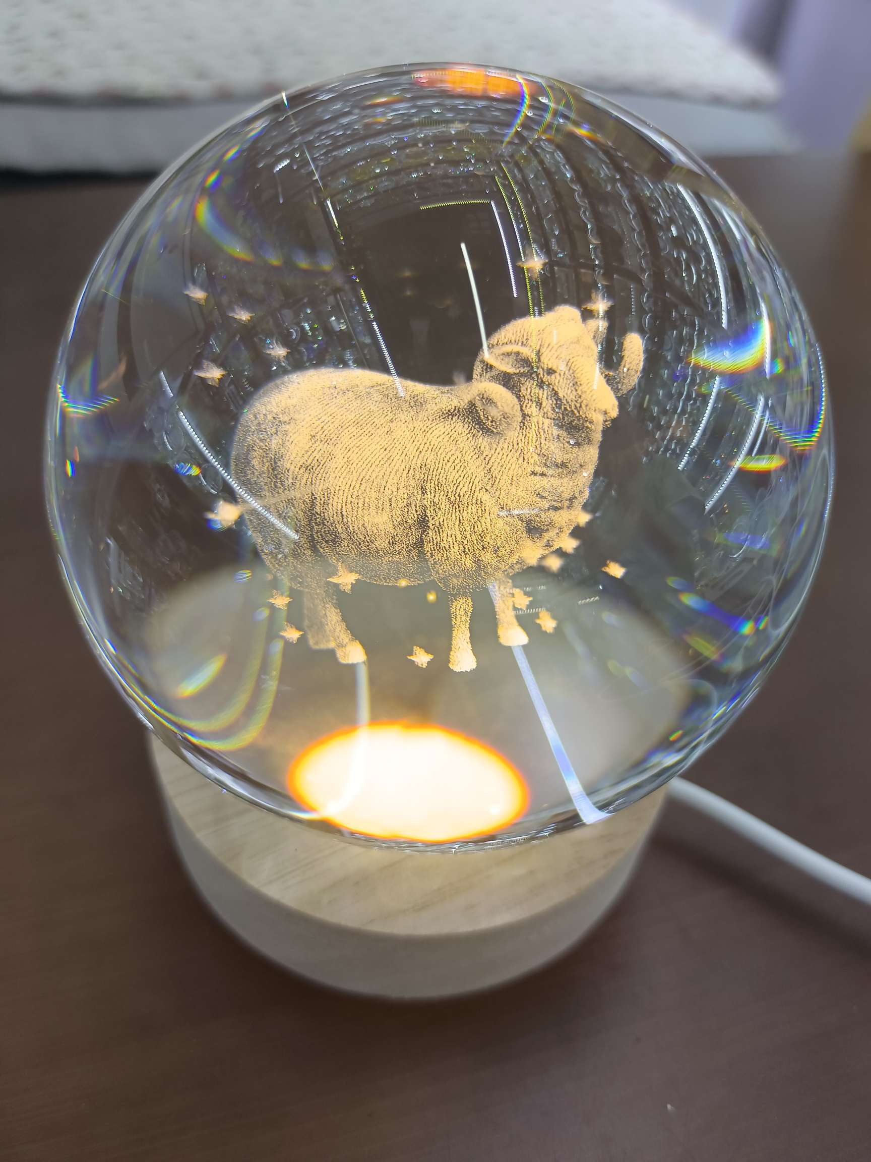 水晶工艺品，水晶小夜灯，暖光灯，小礼品，小摆件，内雕球，圣诞礼品，水晶球详情图2