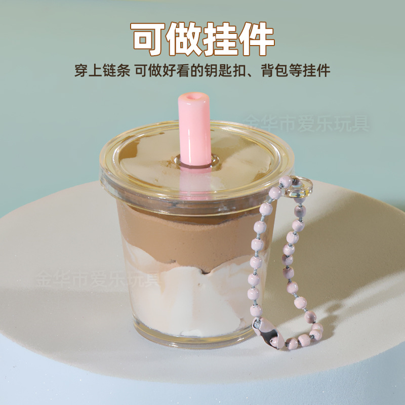 Large simulation flat lid milk tea cup, diy handcrafted bubble milk tea hanging decoration, mini food play miniature scene Application Scenario