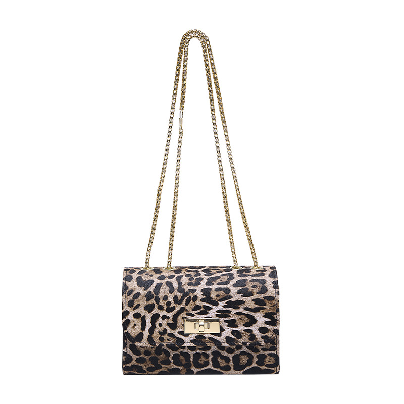 2025 Leopard print Spring New Style stylish and trendy chain underarm single-shoulder small square bag for women, stylish and retro European and American beauty Item Picture