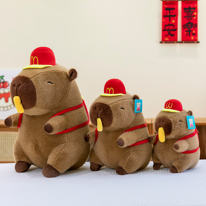 New backpack Capibara plush toy, stretchable French fries, baked capybara doll, plush pillow gift Application Scenario