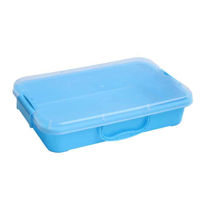Space toy sand table, children's play sand storage box, thickened suitcase with cover, plastic tray wholesale, new handle Item Picture