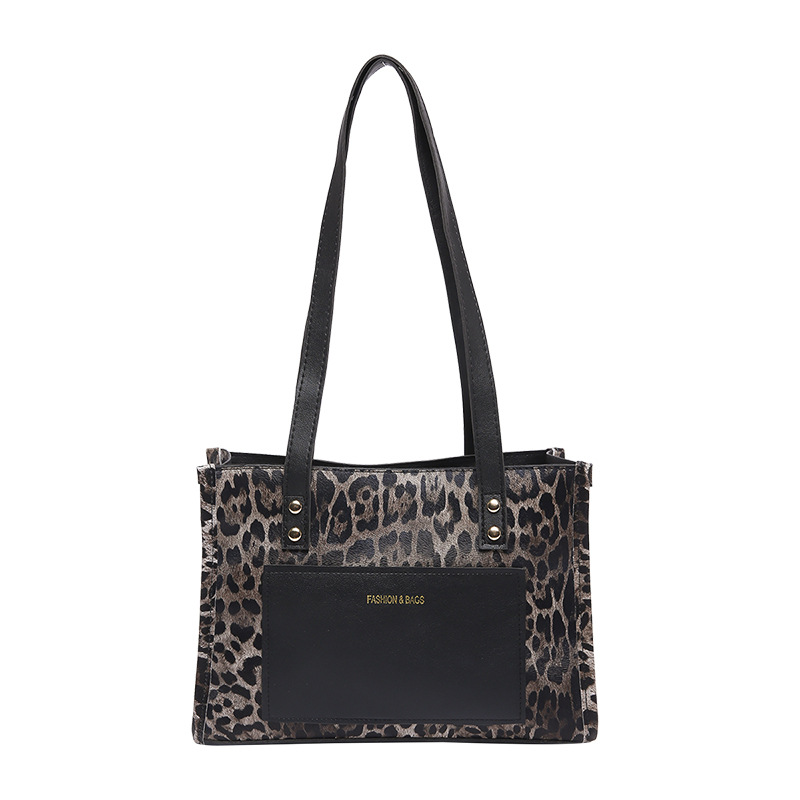 Spring and summer trendy cross-border leopard print large-capacity European and American style patchwork women's bags, tote bags, high-end and elegant single-shoulder bags Item Picture