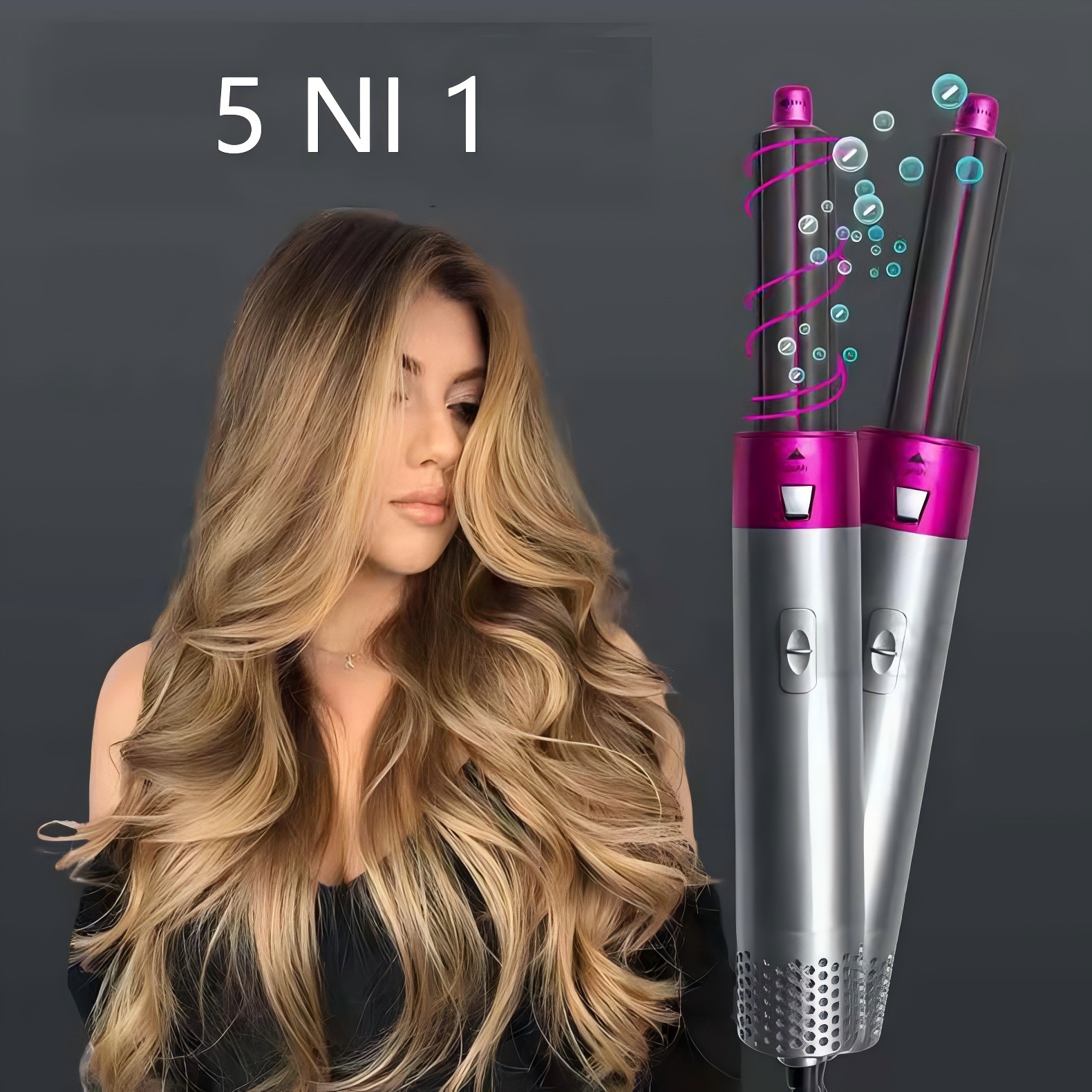 Cross-border curling and straightening dual-purpose hair dryer, five-in-one hot air comb, automatic multi-functional curling iron Specification image