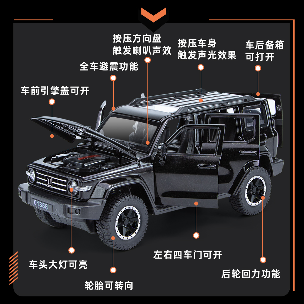 Simulation 1 scale 24 trip 300 alloy off-road vehicle key version model alloy car model Application Scenario