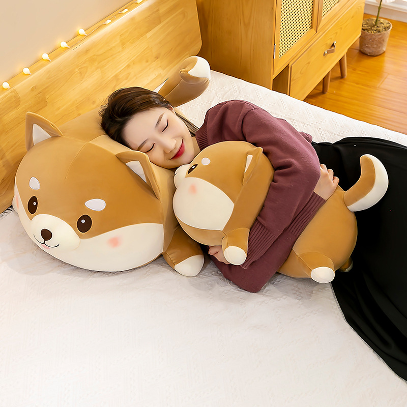 Cute Shiba Inu figurines, Corgi dog plush toys, doll dolls, sleeping cushions, super soft male and female characters on the bed Specification drawing