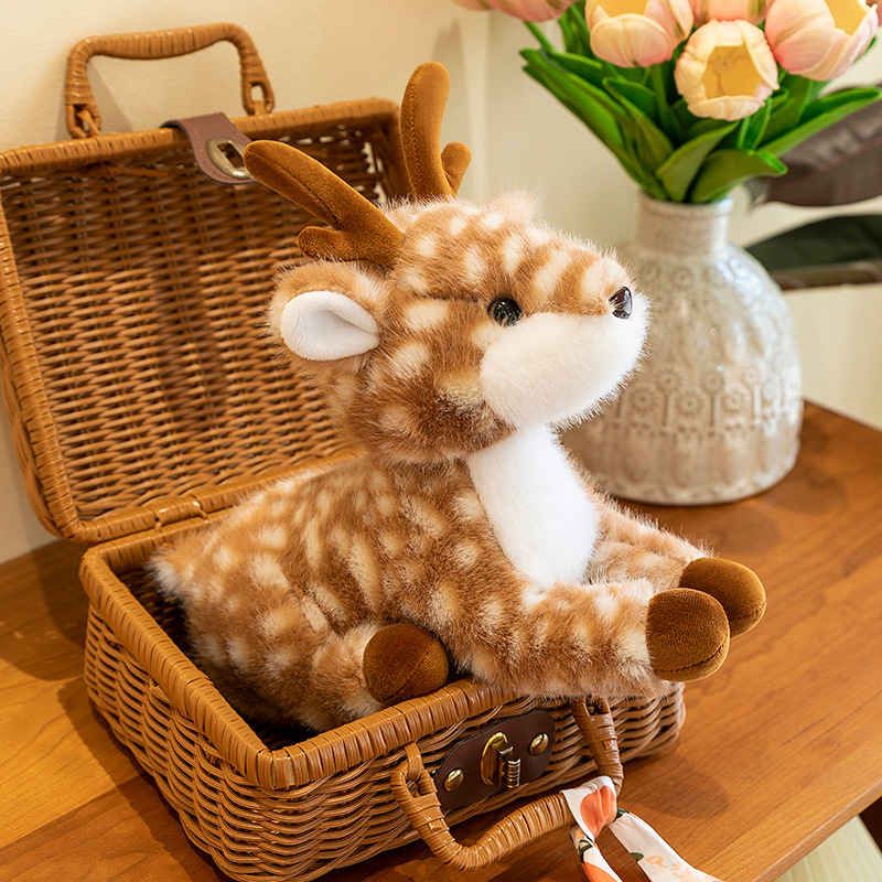 Wholesale of cartoon Christmas series plush figurines from the factory, festive decorations, Christmas sika deer figurines, cross-border new products details Picture