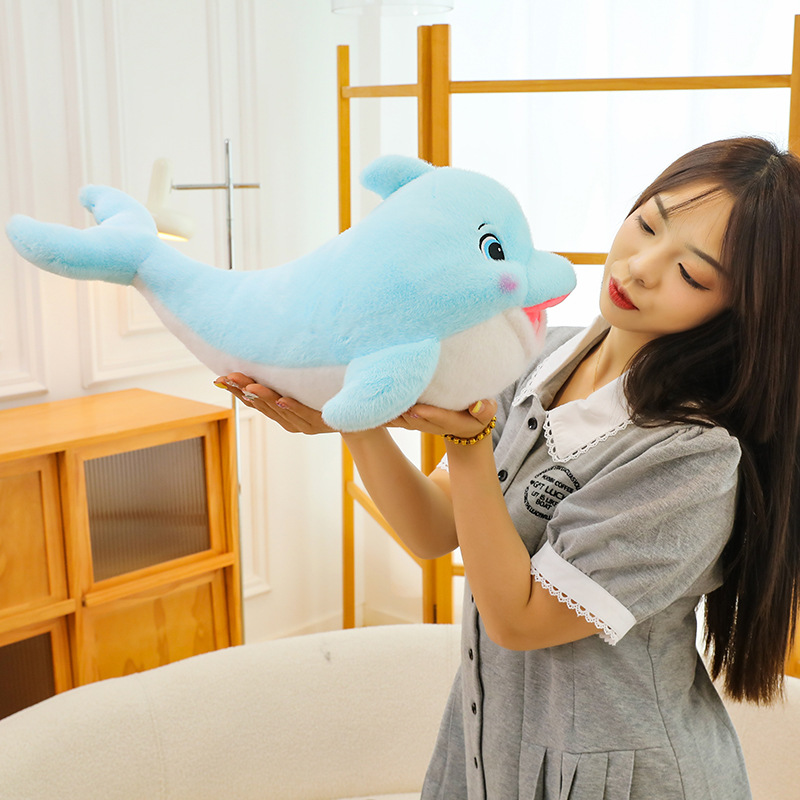 New dolphin plush toy doll, cute children and girls sleeping long pillow gift, aquarium animal doll details Picture