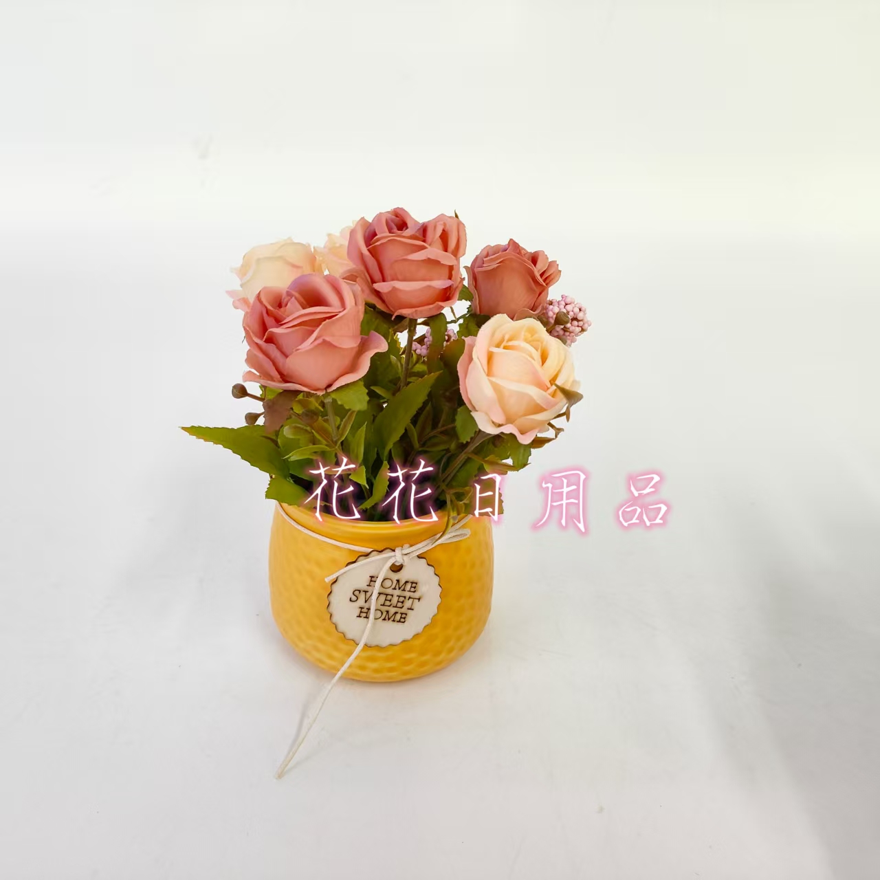 Artificial flowers, fake flowers, bonsai, ceramic POTS, rose ornaments details Picture