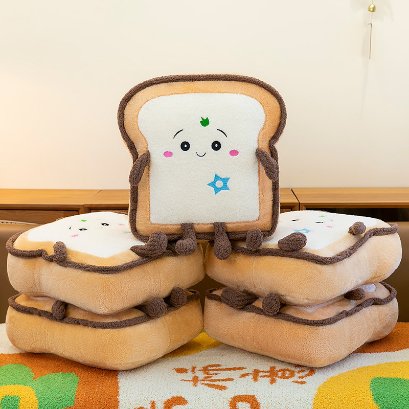 Creative and cute toast bread pillow, plush toy doll for girls to sleep, office wonder, long-sitting cushion Specification drawing