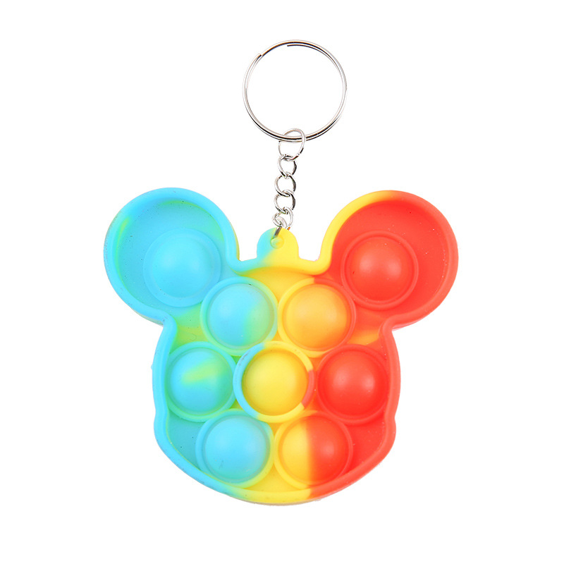 Finger press Bubble Fun stress-relieving play children's toy, small stress-relieving rainbow keychain pendant, kindergarten gift Item Picture