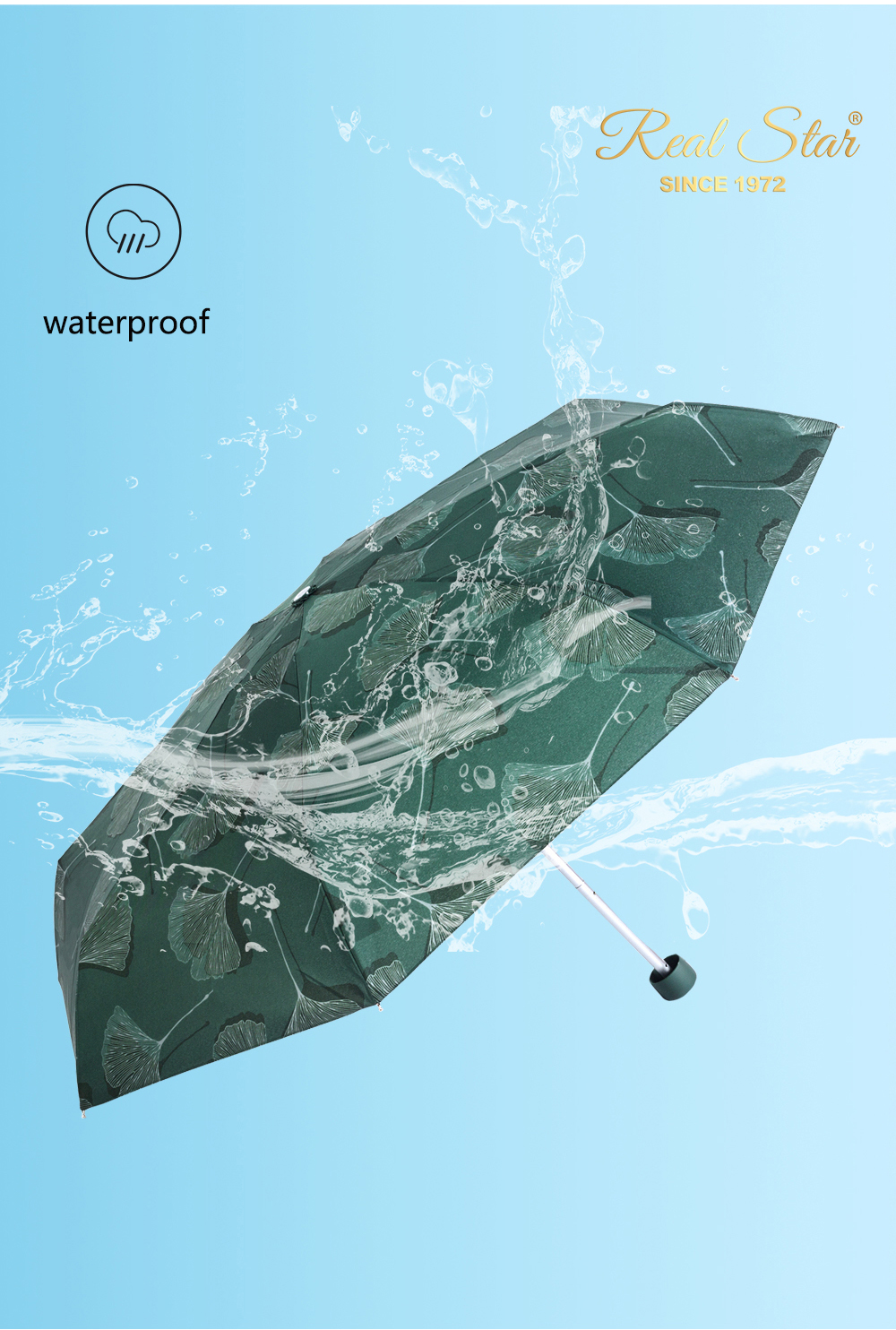 星宝伞5209五折口袋雨伞雨伞超轻全铝合金晴雨伞包包女士伞简约树叶图案雨伞详情8