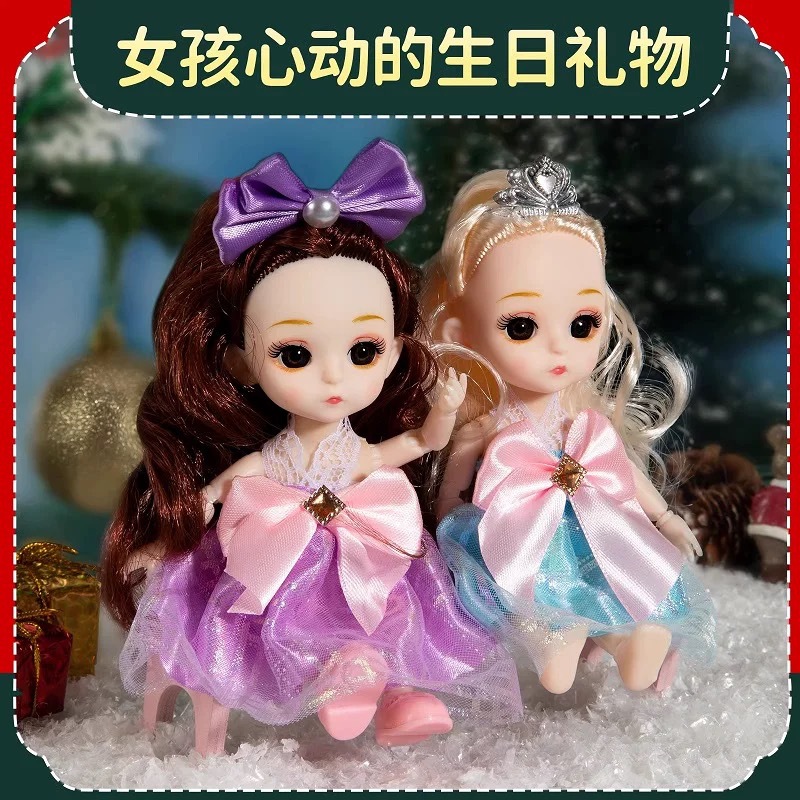 17 cm children's simulation mini doll set, multi-joint movable girl princess toy details Picture