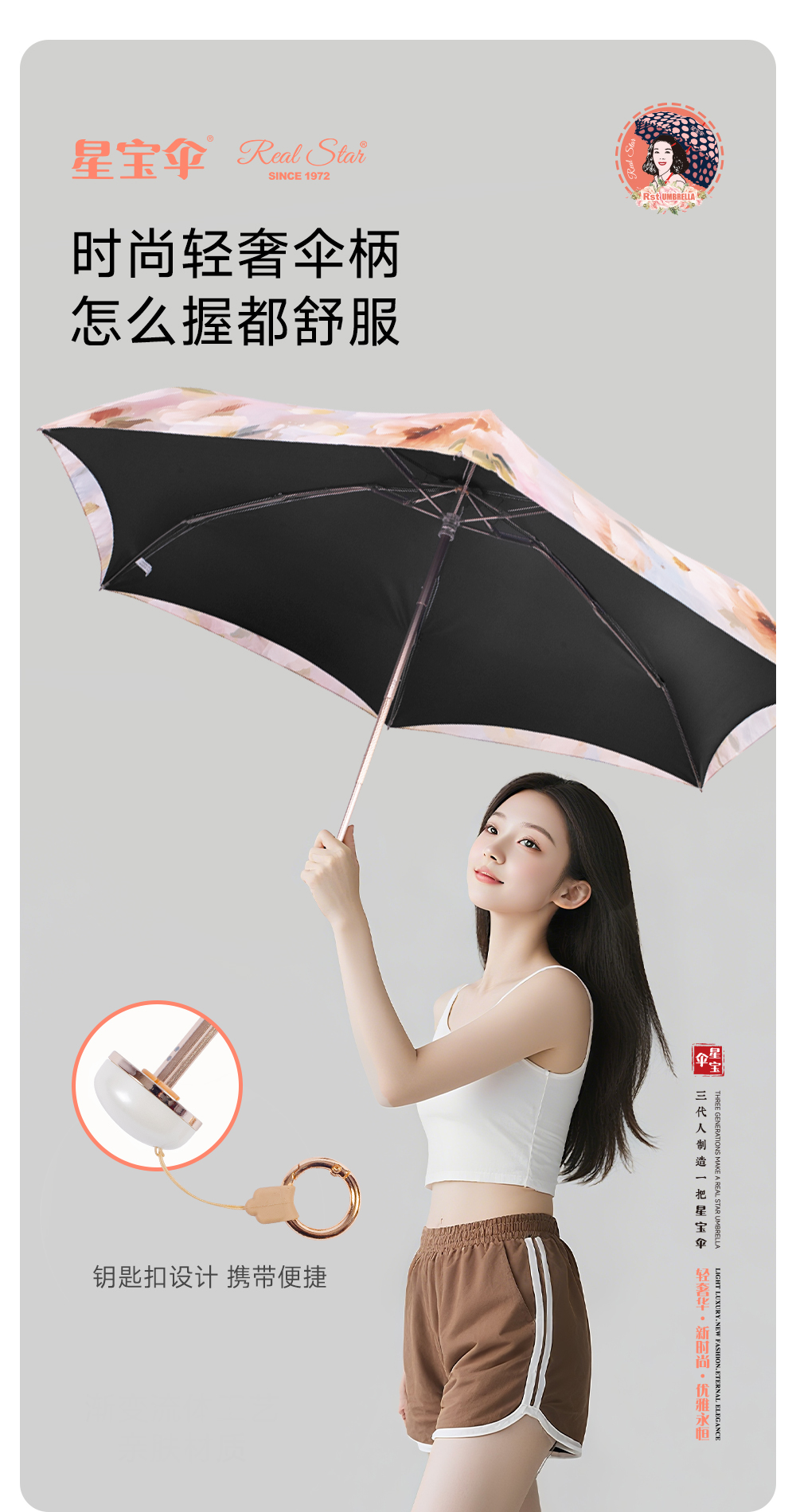 星宝伞5580五折口袋雨伞晴雨2用真双层雨伞黑胶零透光防紫外雨伞详情14