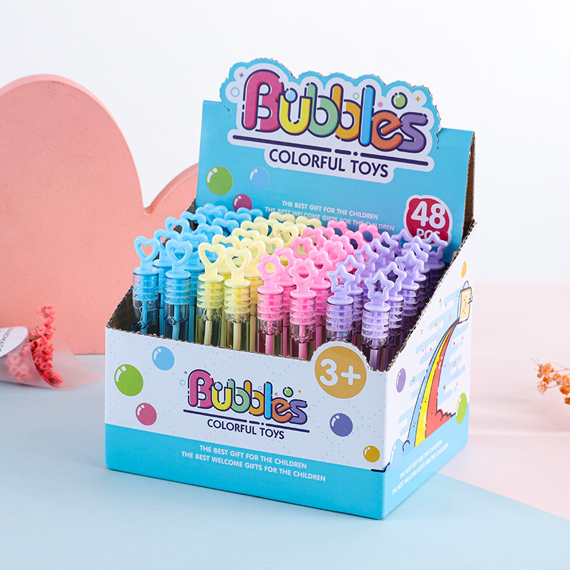 Mini heart-shaped five-pointed star bubble sticks that can't break the bubble water, a variety of colorful children's toys, all come with bubble sticks full figure