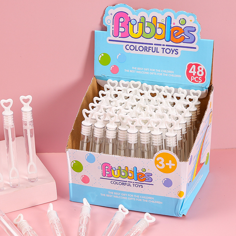 Portable test tube unbreakable bubble water toy mini heart-shaped bubble stick Festival wedding love test tube bubble water full figure