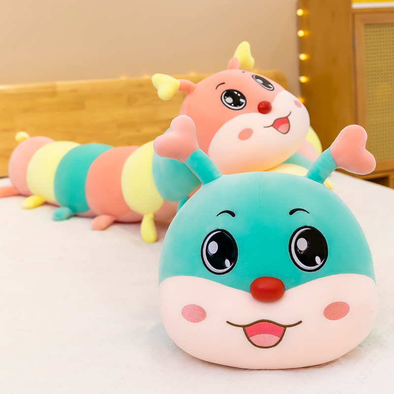 New plush toy, children's doll, creative gift, birthday present, heart-shaped caterpillar plush pillow, long strip throw pillow details Picture
