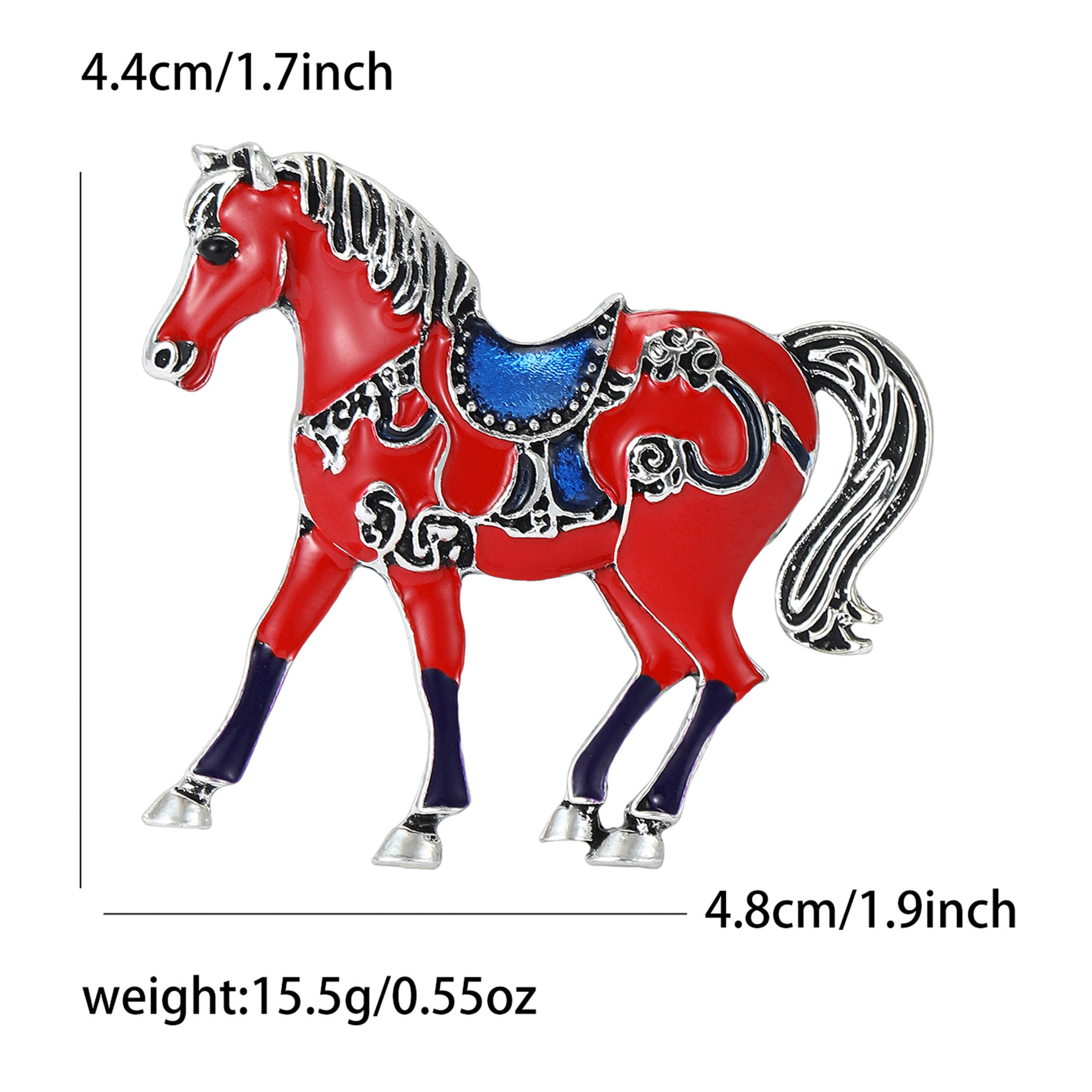Cross-border retro court-style enamel light luxury horse brooches, men's and women's suits, overcoats, corsage accessories, brooches, versatile wholesale Specification image