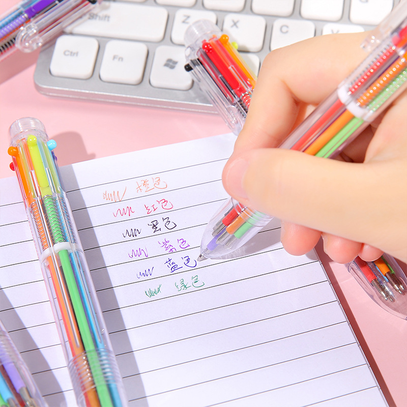 Creative and cute cartoon multi-color 6-color ballpoint pen, press pen, colored medium oil pen stationery, kindergarten stationery gifts Application Scenario