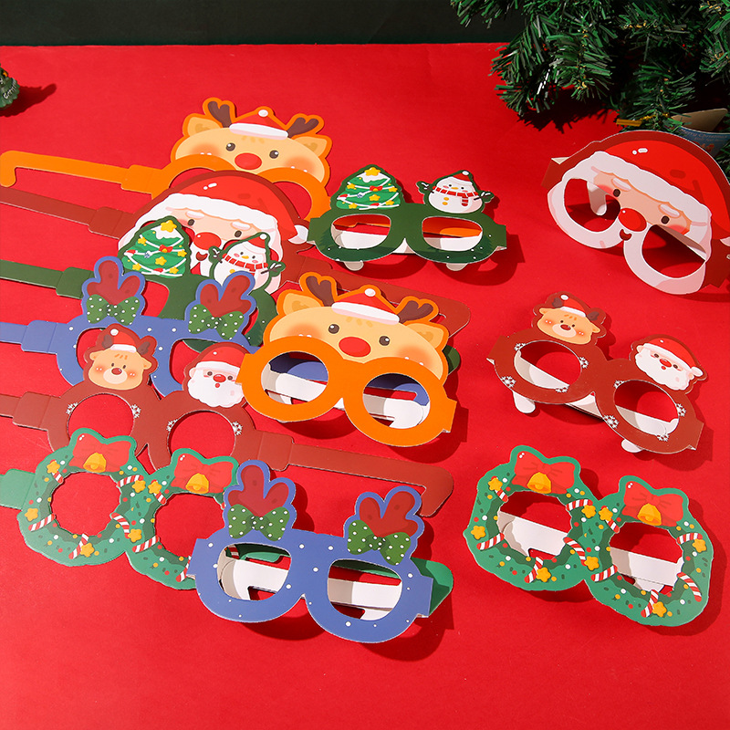 Cartoon Christmas decorative glasses, Christmas small gifts, festival party decoration props, children's performance glasses frames Specification drawing