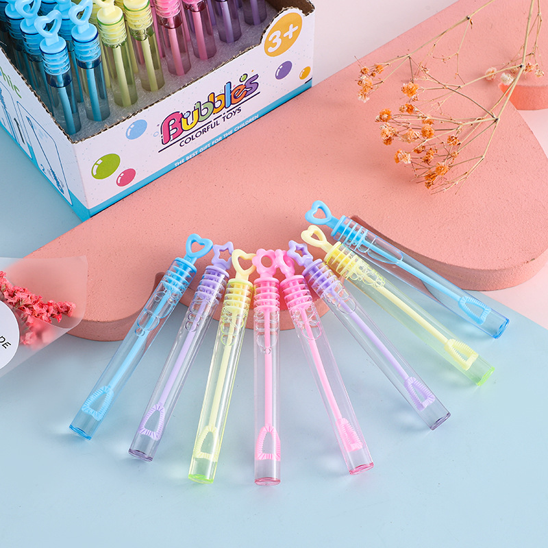 Mini heart-shaped five-pointed star bubble sticks that can't break the bubble water, a variety of colorful children's toys, all come with bubble sticks details Picture