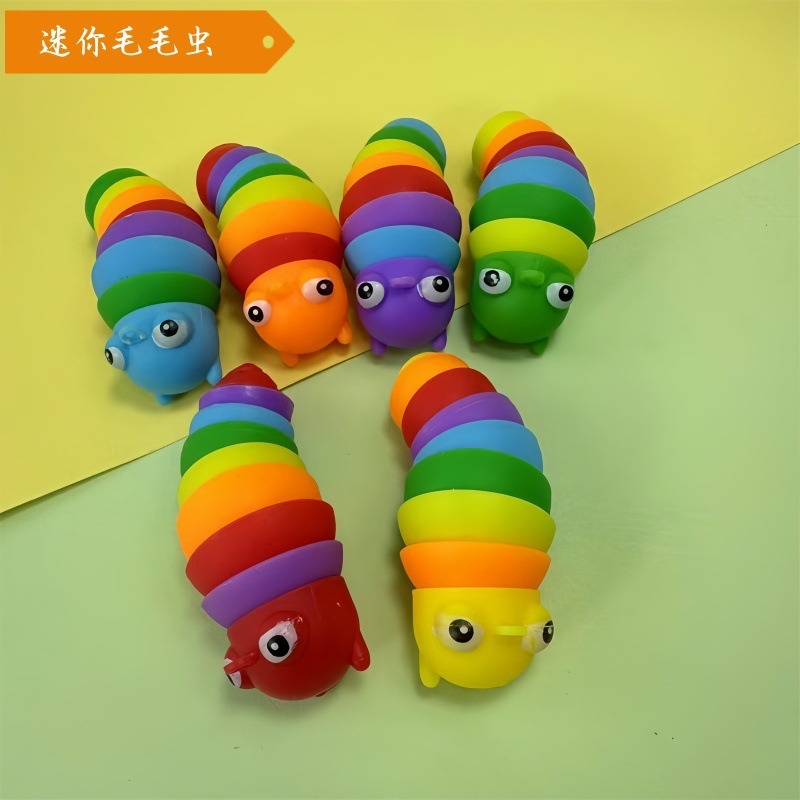 Wholesale of InS-style simple and high-appearance-level cartoon color creative stress-relieving and prank caterpillar pendants with big eyes full figure