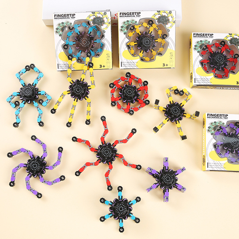 A novel and unique DIY creative stress-relieving toy, a finger gyroscope that transforms into a mecha chain details Picture