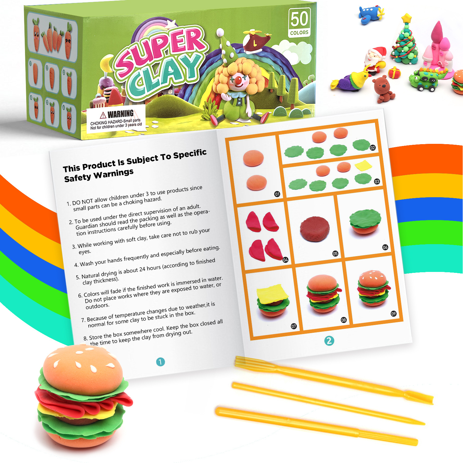 Wholesale of 50-color ultra-light clay colored clay plasticine molds for children and students' handmade clay diy tool sets Application Scenario