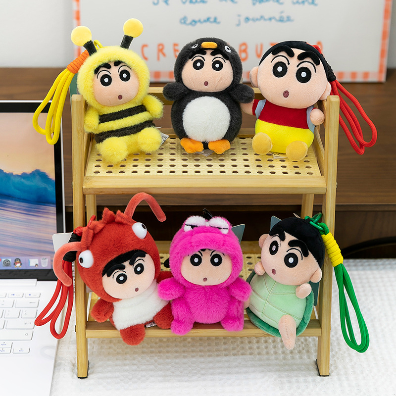 Authentic Penguin Crayon Shin-chan pendant plush toy, cute turtle doll keychain, girls' Children's Day gift Specification drawing