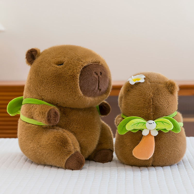 New cross-border seaside summer coconut tree backpack, Kapipala plush toy, swimming ring, capybara doll as a gift for girls Specification drawing