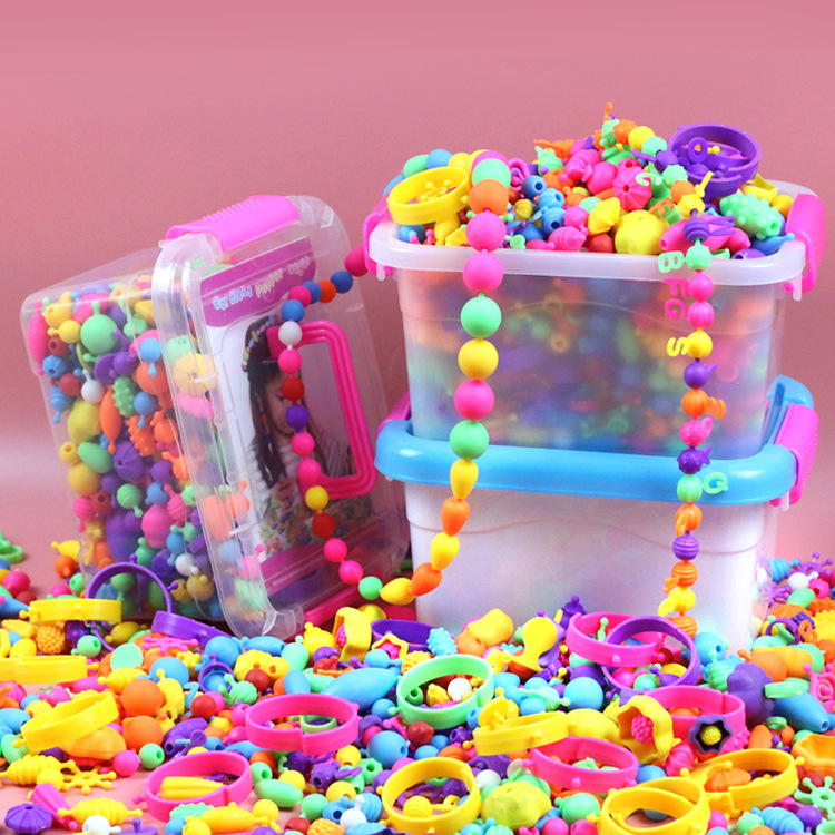 Source factory cordless Pop 500-piece set toys DIY handcrafted beaded plastic beaded girls' toys full figure
