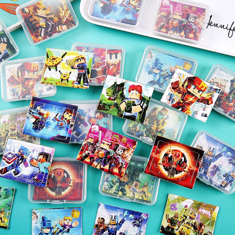 A box of minifigure jigsaw puzzles for girls over 6 years old, a set of educational toys for children, 5 pieces, as a gift for kindergartens details Picture