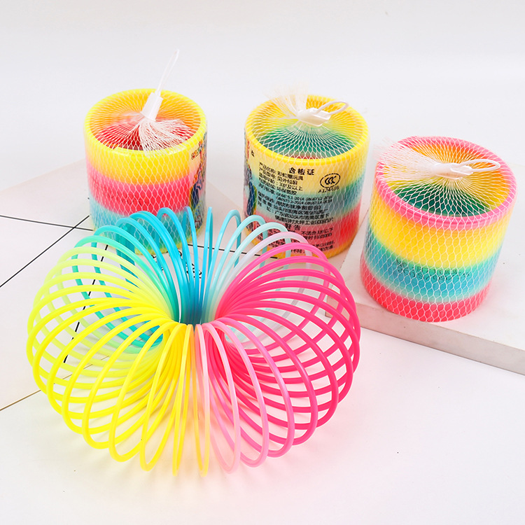 Wholesale of large rainbow ring street children's toys 8.7*9 rainbow ring children's spring ring hula hoop Specification drawing