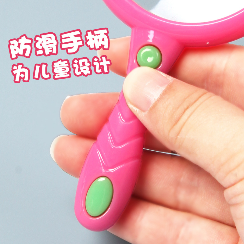 Cartoon bear, colorful children's magnifying glass, kindergarten students' scientific exploration small experiment, animal and plant observation toy Specification drawing