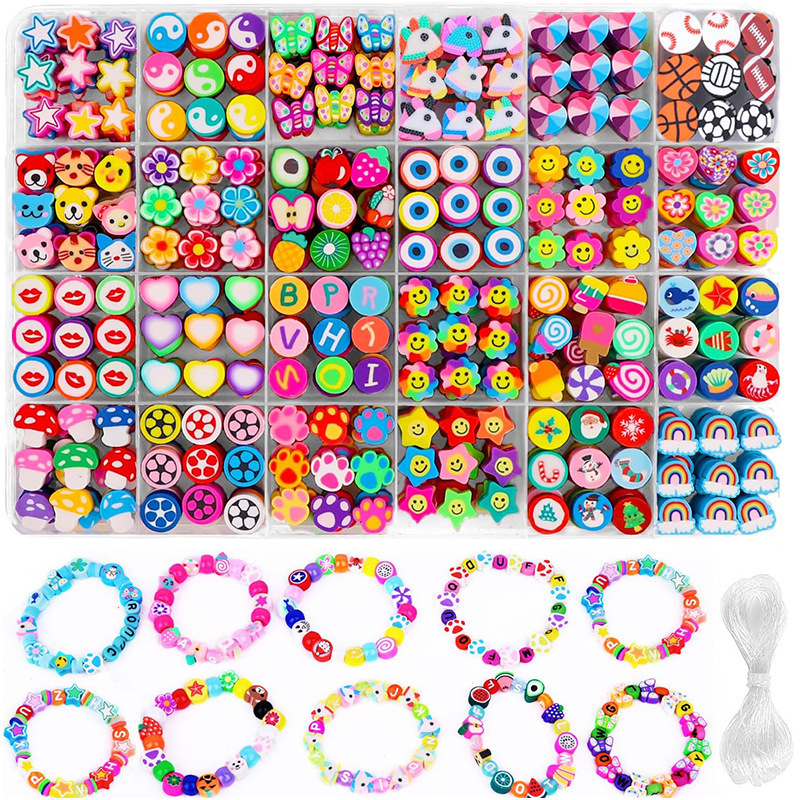Amazon cross-border soft clay slicing DIY bracelet necklace beads children's handcrafted beading set manufacturer wholesale Specification drawing