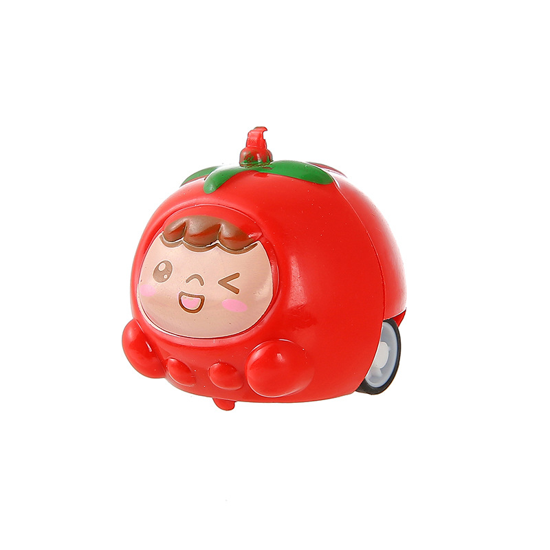 Creative food play mini green apple fruit rebound car Gashapon toy, cute green apple rebound car wholesale Item Picture