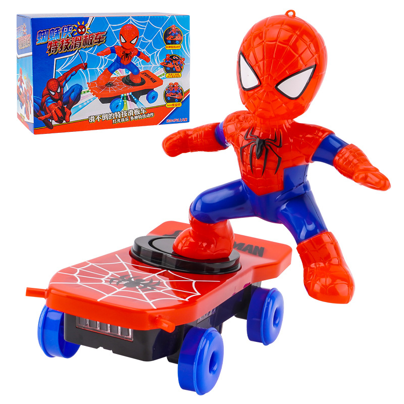 Cross-border best-selling Spider-Man stunt scooters 360 rolling lights and music Ultraman scooters wholesale at street stalls Item Picture