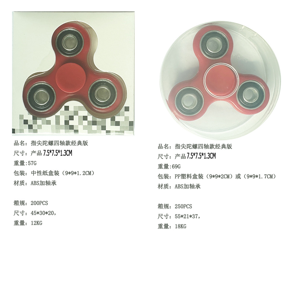 Factory direct sales of classic Amazon three-leaf fidget spinner four-axis model, stress-relieving rotating fidget spinner cross-border toy Specification drawing