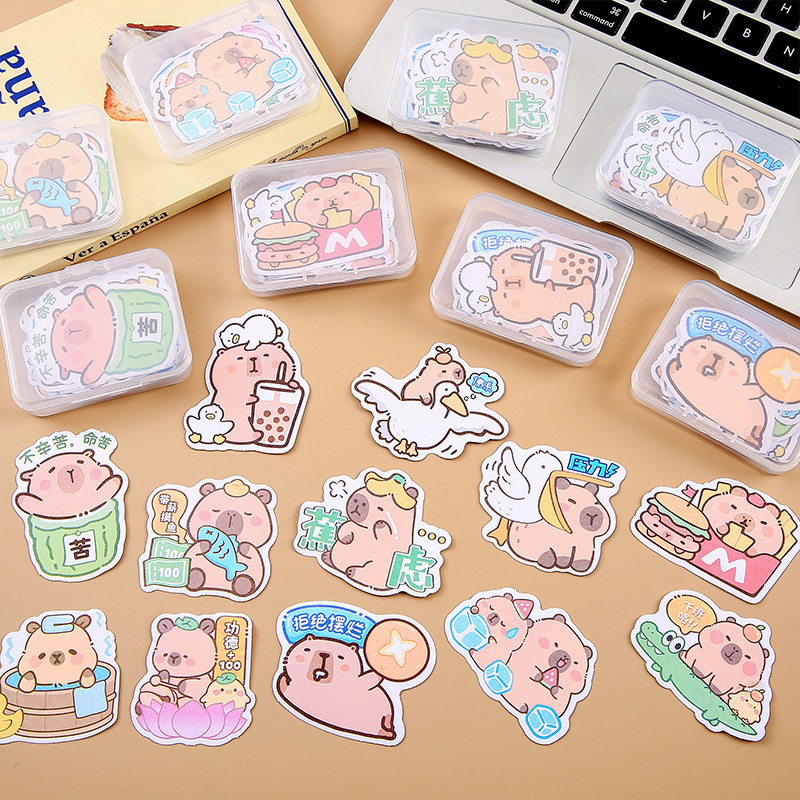 New Capibara box-shaped irregular-shaped stickers with a laid-back and cute pet capybara-shaped stickers for kindergarten gifts Application Scenario