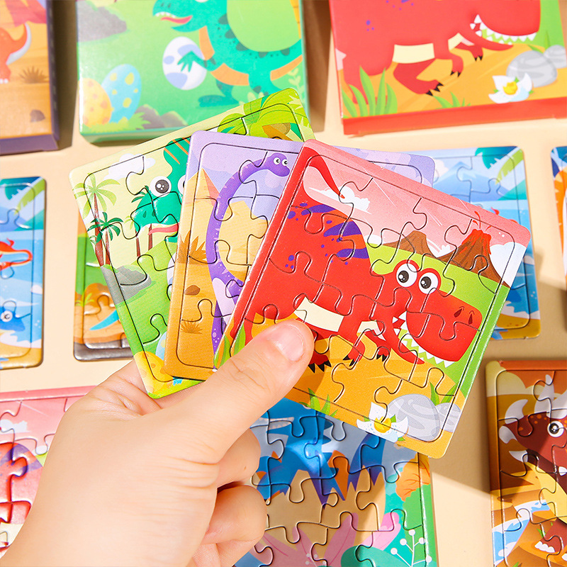 Creative box-packed jigsaw puzzles, cartoon dinosaur home, mini jigsaw puzzles, street stall toys, children, students, kindergarten small gifts Specification drawing