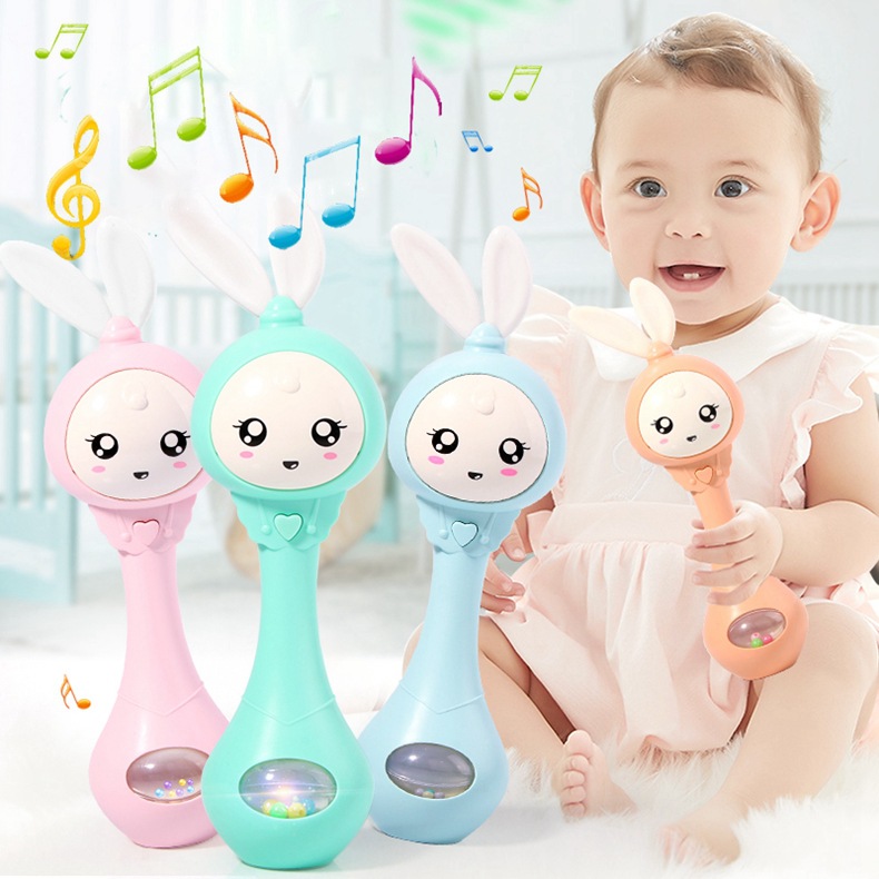 Cross-border handbell baby toys, light music rhythm sticks, hand-cranked bells, 0-1 year old baby teething rings, early education toys for infants Application Scenario