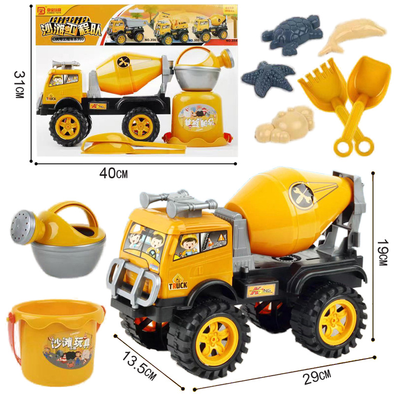 Free shipping for children's beach engineering vehicles, sand-playing and sand-digging tools, strollers, beach children's Chenghai toys, mixed wholesale full figure