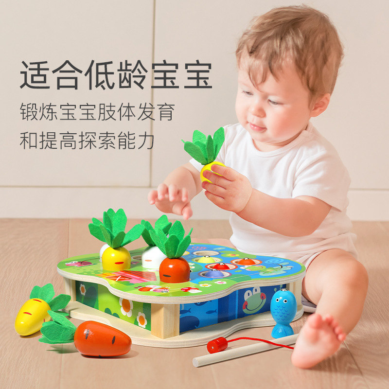 Children's geometric-shaped building block matching trolley, baby bug catching and radish pulling, early education toys for infants and toddlers, boys and girls Application Scenario