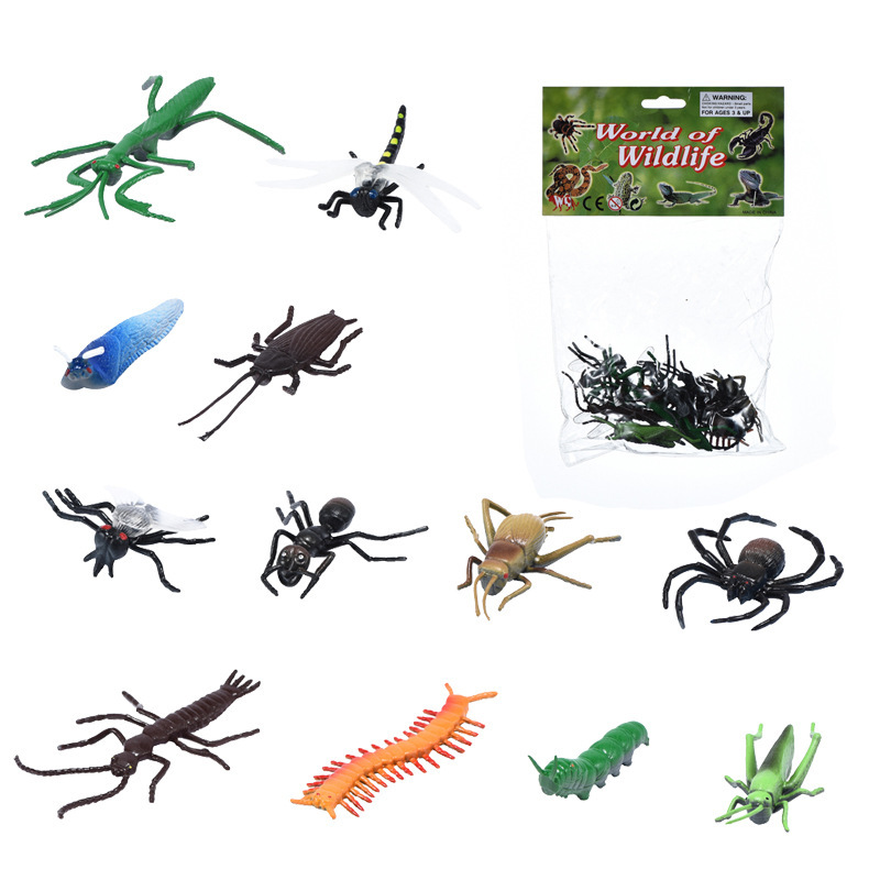 Realistic insect and animal luminous small toys for baby early education, new export products, creative learning toys for boys and girls wholesale full figure