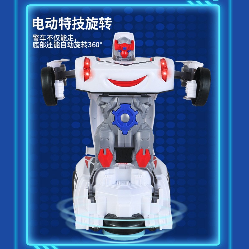 Douyin's hit special effects transforming car robot, electric boy with music, electric universal police car toy Specification drawing